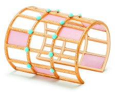 A pink gold bangle from the Extremely Piaget collection, with pink opal plates, turquoise beads and brilliant-cut diamonds