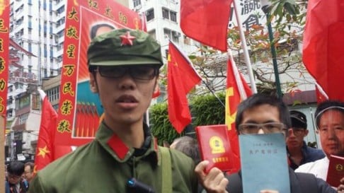 Protest organiser Leung Song said 'true patriots would buy Chinese products'. Photo: Joanna Chiu