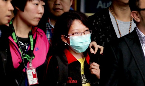 Erwiana arrives at Hong Kong International Airport on April 7, 2014. Photo: Felix Wong