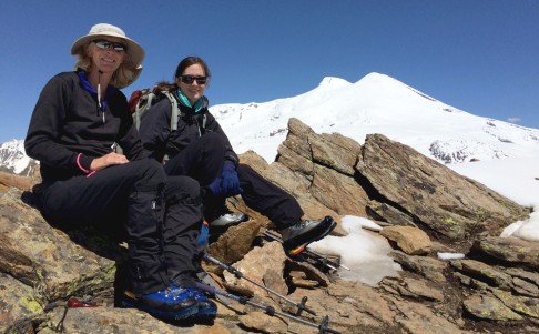 Sophie and her friend Tina Bowman on an acclimatisation hike on Mount Cheget, Russia, as preparation for climbing Mount Elbrus. Photo: Sophie Cairns