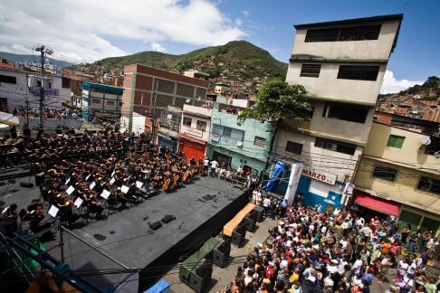 Dudamel on stage in his native Venezuela. Photo: Corbis