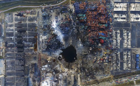 An aerial view of the scene of the deadly Tianjin explosions. Photo: Reuters