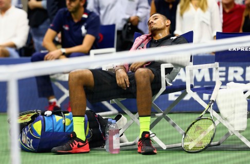 Kyrgios appeared frustrated at various points in the match. Photo: AFP